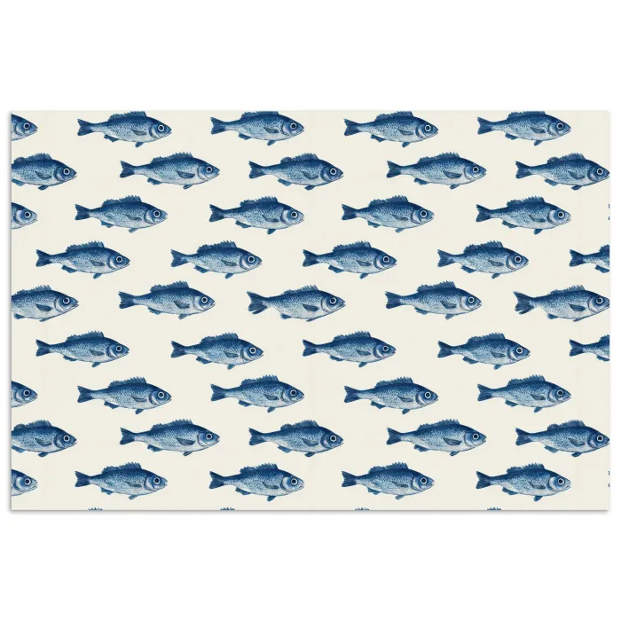 Vis - Patroon - Blauw poster papier klein 62 -3d