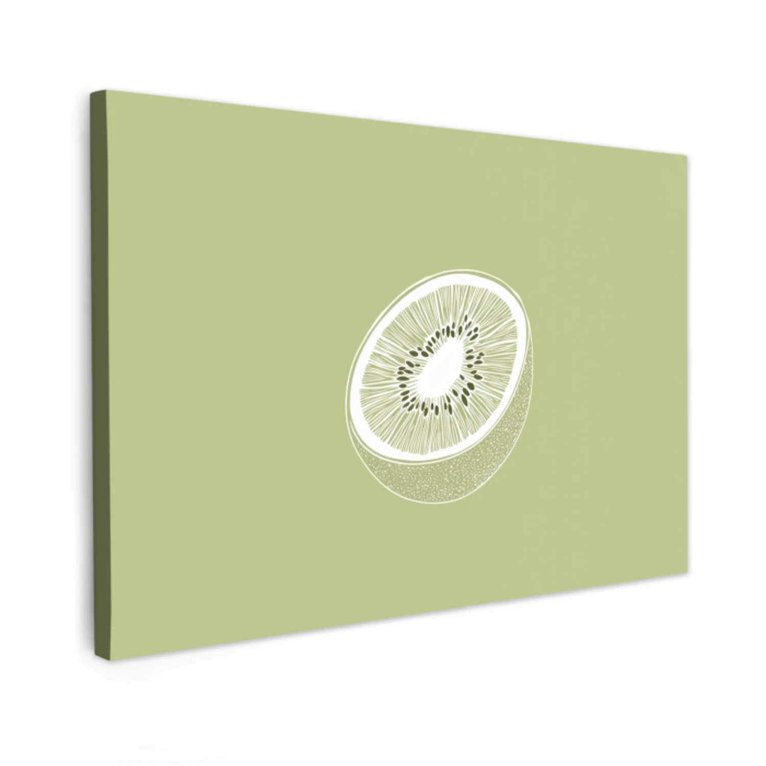 Kiwi - Lijntekening - Minimalistisch - Groen canvas 2cm klein -z3d