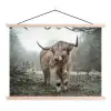 Schotse Hooglander - Bos - Mist - Koe - Dieren - Natuur textielposter latten blank klein -3d