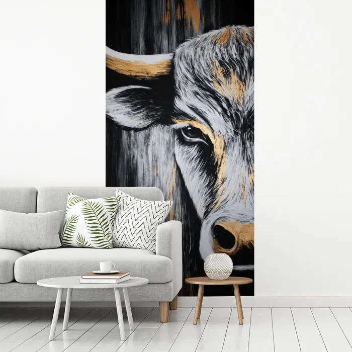 Stier - Hoorns - Snuit - Goud fotobehang vinyl groot -woonkamer