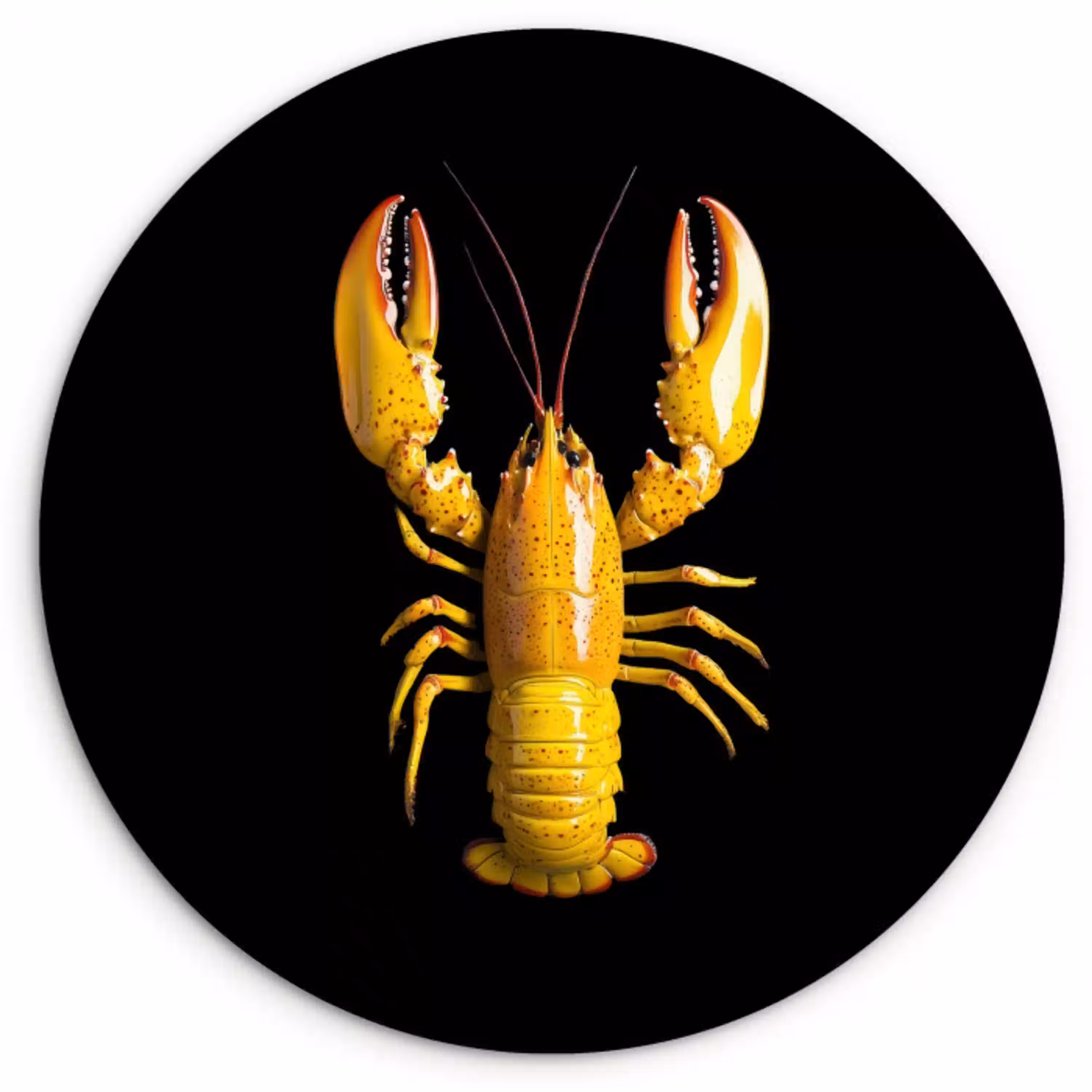 Kreeft - Geel - Stippen - Effen Wandcirkel kunststof plaat 5mm dik klein -3d