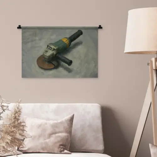 Haakse slijper - Schilderij - Gereedschap Wandkleed katoen klein -sfeer4