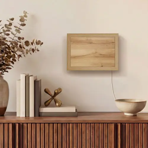 Houtlook - Bruin - Hout Light Box met kabel (Tafellamp) klein -sfeer2