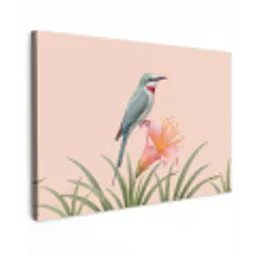 Vogel - Bloem - Natuur - Roze canvas 2cm klein -z3d