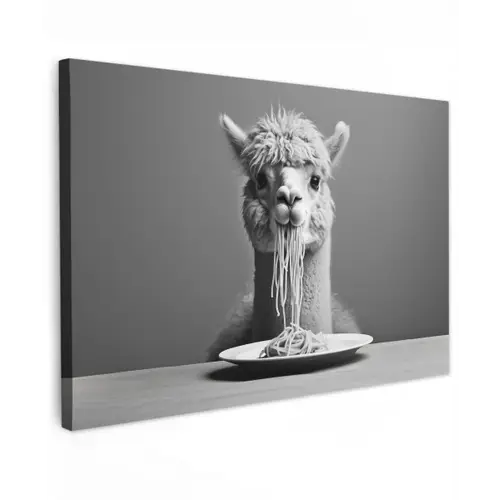 Alpaca - Pasta - Zwart - Wit - Grappig - Dieren canvas 2cm klein -z3d