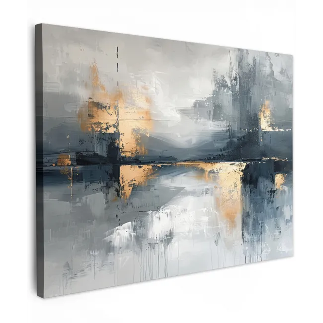 Canvas schilderij - Kunst - Grijs - Goud - Abstract