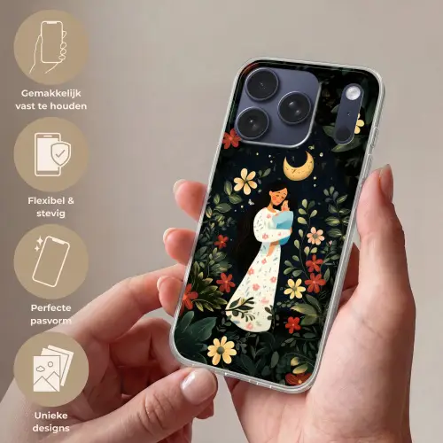 Moeder - Kind - Kleurrijk - Bloemen Telefoonhoesje iPhone 17 Pro klein -sfeer3_NL