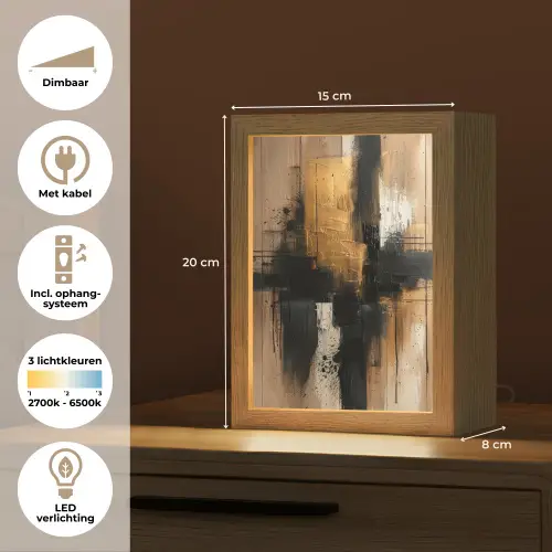Modern - Zwart - Goud - Verf Light Box met kabel (Tafellamp) klein -USP_NL