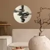 Golven - Penseelstreken - Beige - Minimalistisch Wandcirkel behangsticker klein -sfeer1