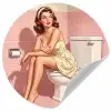 Roze - Retro - Vrouw Wandcirkel behangsticker klein -3d