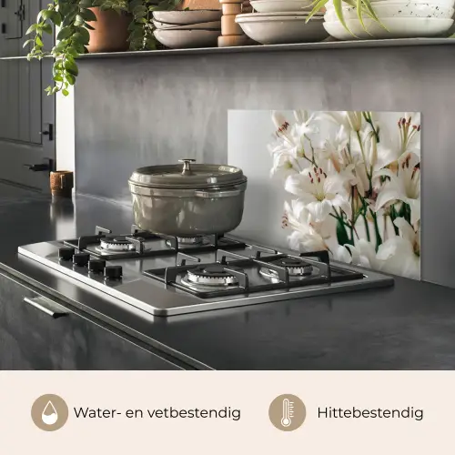 Lelies - Boekte - Wit - Meeldraden keuken achterwand spatscherm klein -usp_NL