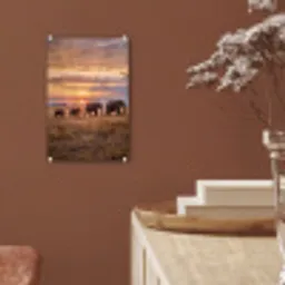 Olifanten - Savanne - Zonsondergang - Afrika - Warm plexiglas 5mm klein -sfeer5