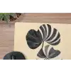 Zwart - Bladeren - Strepen - Minimalistisch muismat rubber klein -closeup
