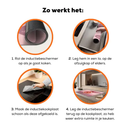 Grapefruit - Roze - Disco - Shiny Inductie beschermer vinyl 3mm klein -zzzzzzz-td-werking