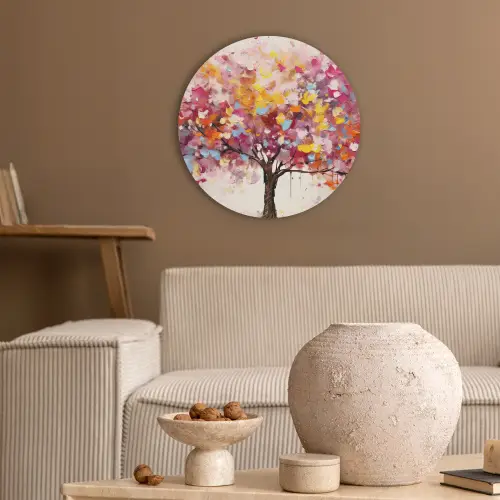 Aquarel - Boom - Kunst - Abstract Akoestische PET Vilt - Rond klein -sfeer1