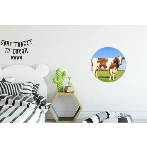 Koeien - Boerderij - Gras- Natuur - Dieren Wandcirkel aluminium klein -kinderkamer