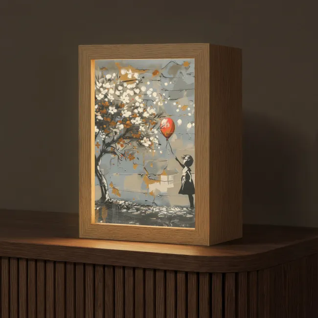 Table Lamp - Tree - Graffiti - Banksy Style - Balloon Girl