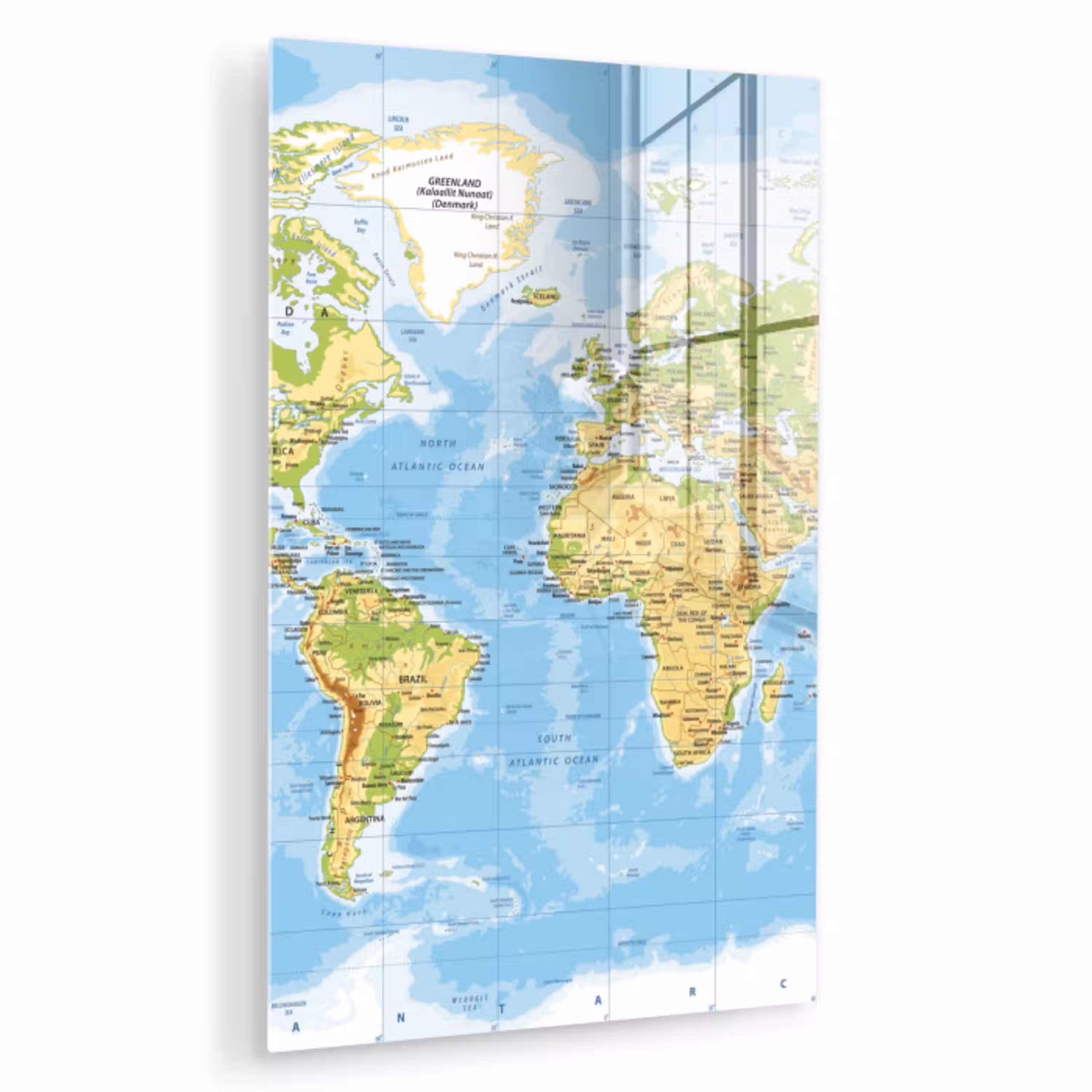 Wereldkaart - Staatkundig - Blauw - Aarde - Educatief plexiglas 5mm klein -zzzproduct_nieuw