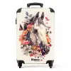 Wit paardenhoofd omringd door bloemen en vlinders Koffer - NBS - Handbagage middel -productfoto_recht