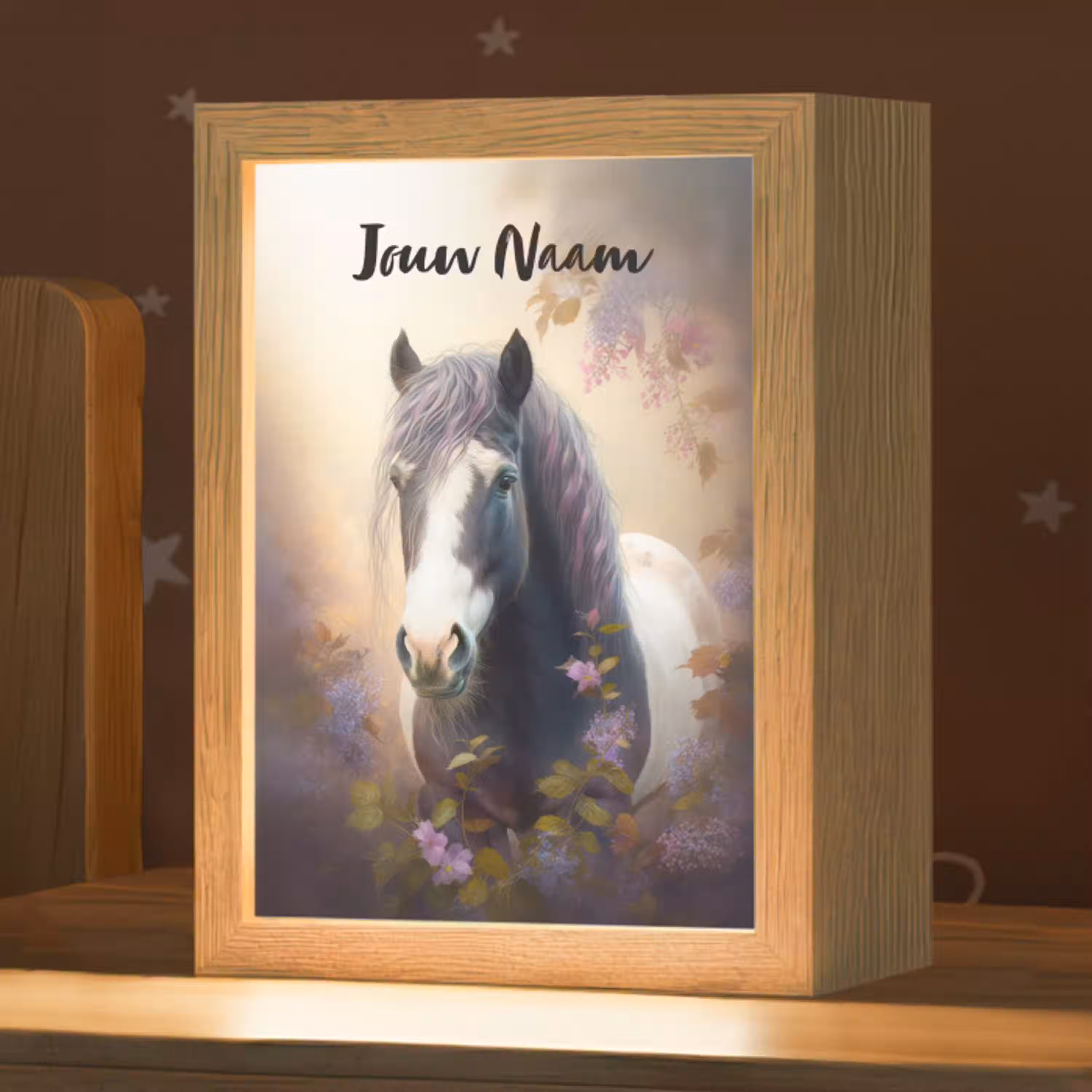 Paard - Natuur - Dieren - Bloemen - Paars Light Box met kabel (Kinderlampje) klein -zzz_3d_website