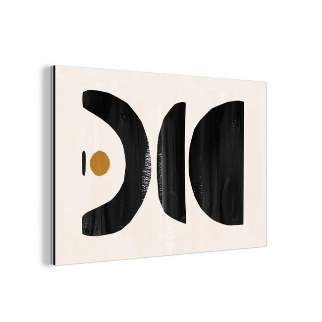 Abstract - Halve cirkel - Kunst - Zwart wit aluminium wit klein -3d