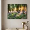 Bos - Bloemen - Lavendel - Zon - Paars - Natuur Textielframe zwart klein -sfeer2