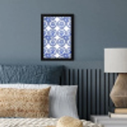 Cirkels - Bloemen - Blauw fotolijst zwart zonder passe partout klein 224 -sfeer3