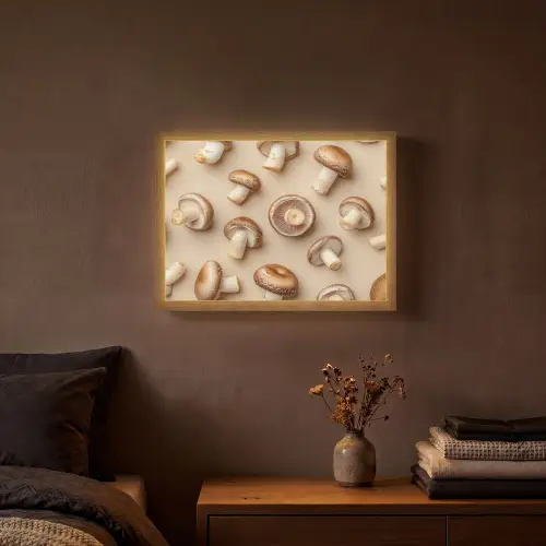 Kastanje Champignons - Beige Light Box met batterij (Wandlamp) middel -sfeer4