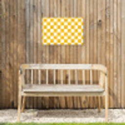 Traditioneel - Patroon - Geel Tuinposter op houten frame 2 cm dik klein 845 -sfeer4