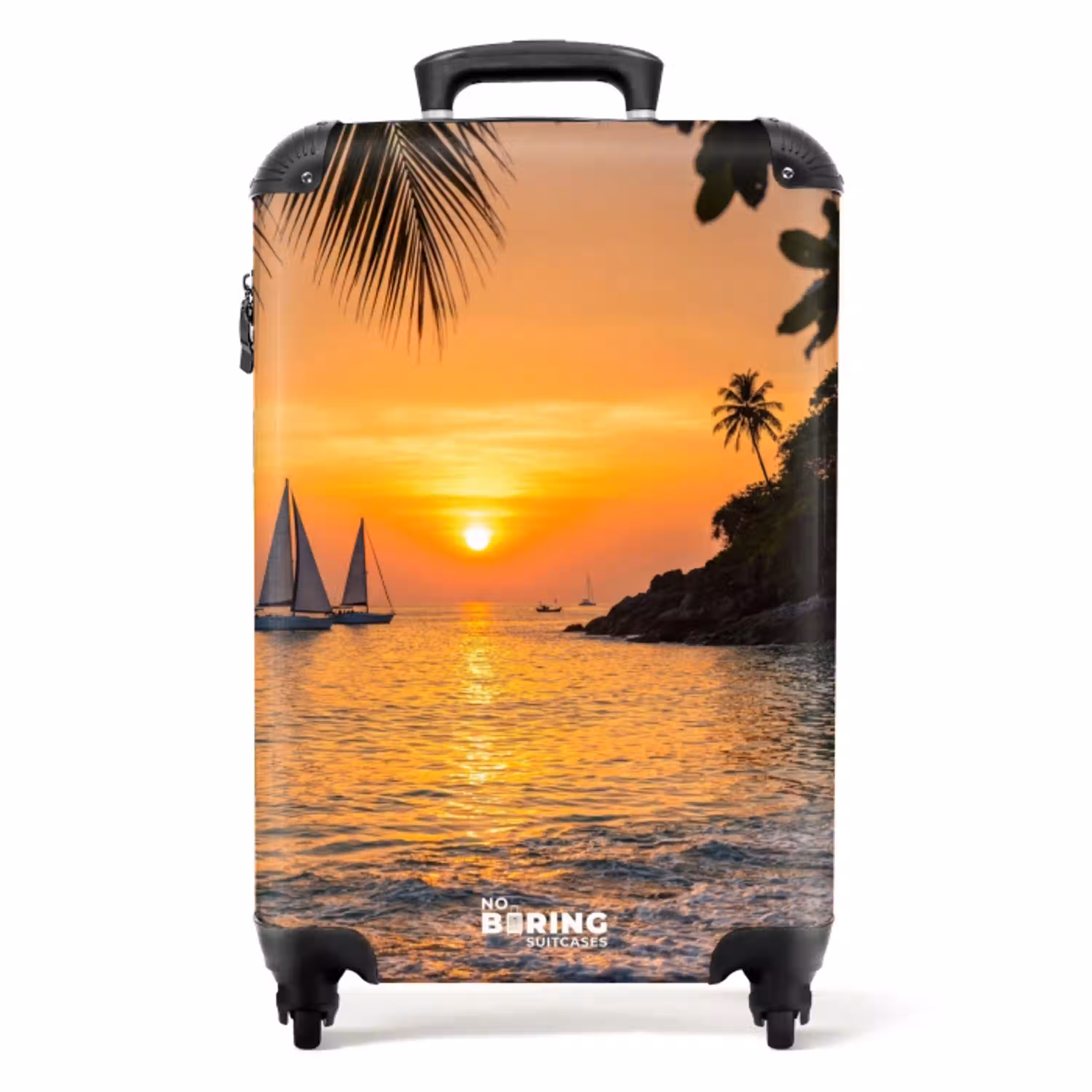 Zee - Zonsondergang - Boot - Natuur - Oranje NBS - Handbagage koffer - Volwassenen Unisex middel -productfoto_recht