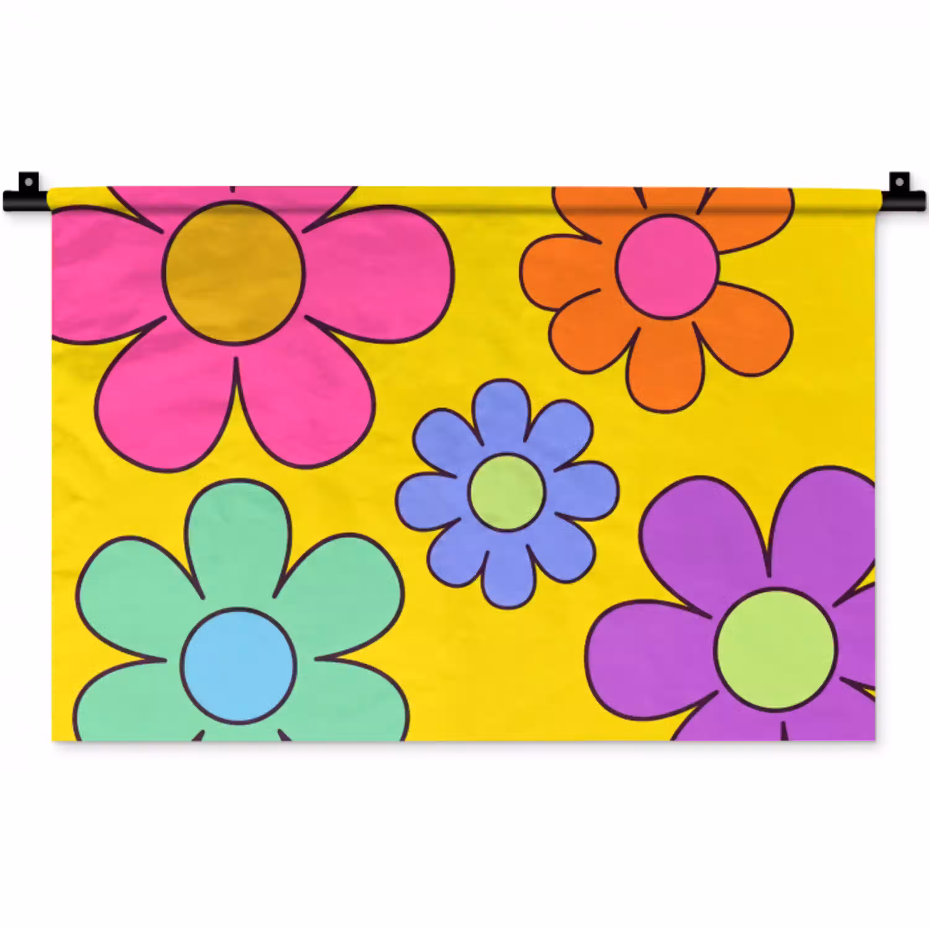 Bloemen - Illustratie - Kleurrijk Wandkleed katoen klein -zz3d