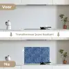 Frans - Citroen -  Stippen - Wit - Blauw keuken achterwand spatscherm klein 900 -voor_na_NL