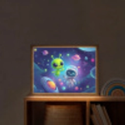 Alien - Astronaut - Ruimte - Planeten Light Box met batterij (Wandlamp kind) middel -sfeer1_kind