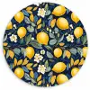 Citroenen - Bloemen - Bladeren - Blauw Wandcirkel plexiglas klein 852 -3d