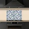 Vissen - Patroon - Blauw - Wit keuken achterwand spatscherm klein 900 -sfeer1