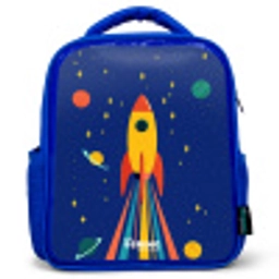 Raket - Sterren - Planeet - Ruimte Kinderrugzak - Blauw middel -3d