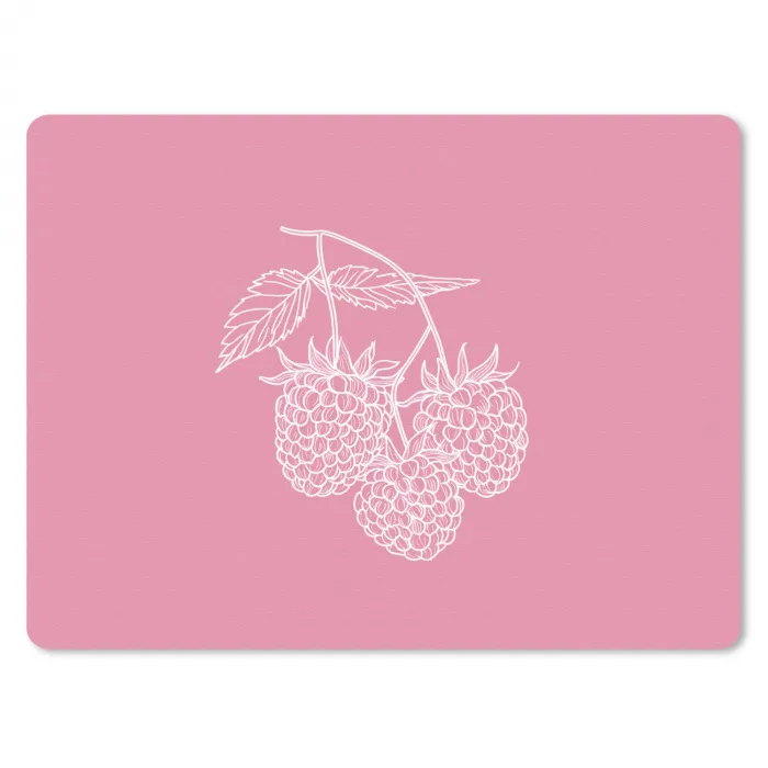 Frambozen - Steel - Getekend - Roze muismat rubber klein -3d