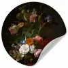Vaas met bloemen - Schilderij van Rachel Ruysch Wandcirkel behangsticker klein -3d