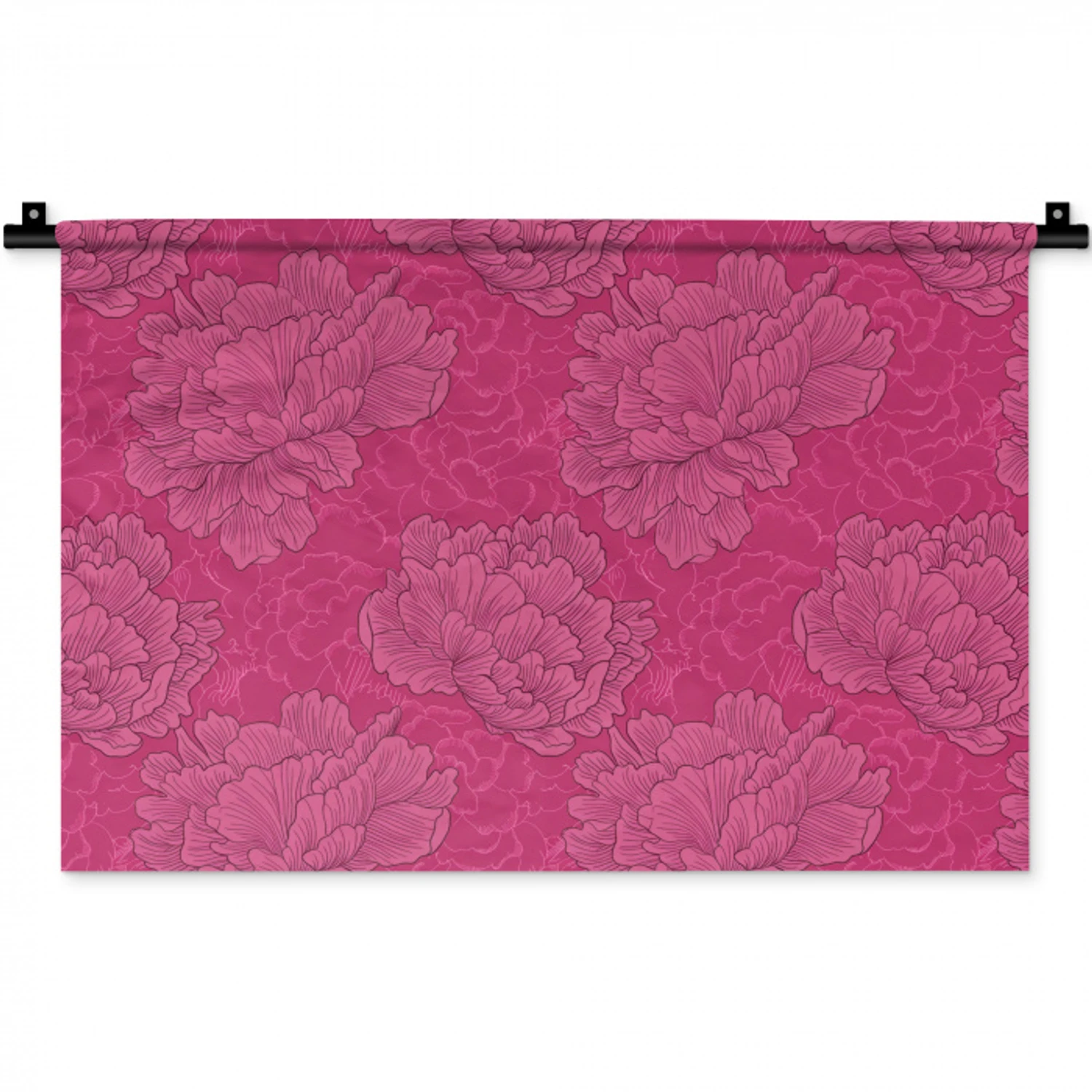 Pioenrozen - Energiek - Roze Wandkleed katoen klein 269 -zz3d