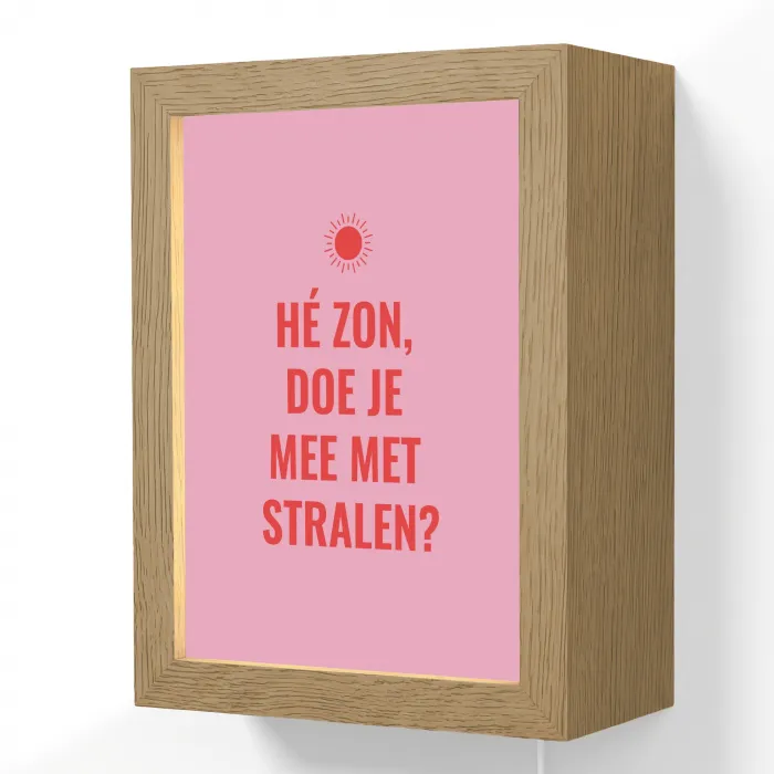 Roze - Zon - Quote Light Box met kabel (Wandlamp) klein -3d