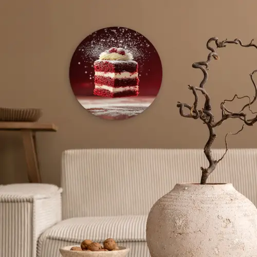 Rode - Velvet - Taart - Eten Wandcirkel plexiglas klein -sfeer1