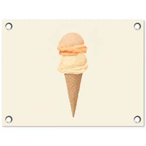 Minimalistisch - Schepijs - Hoorntje - Beige tuinposter los doek klein -3d