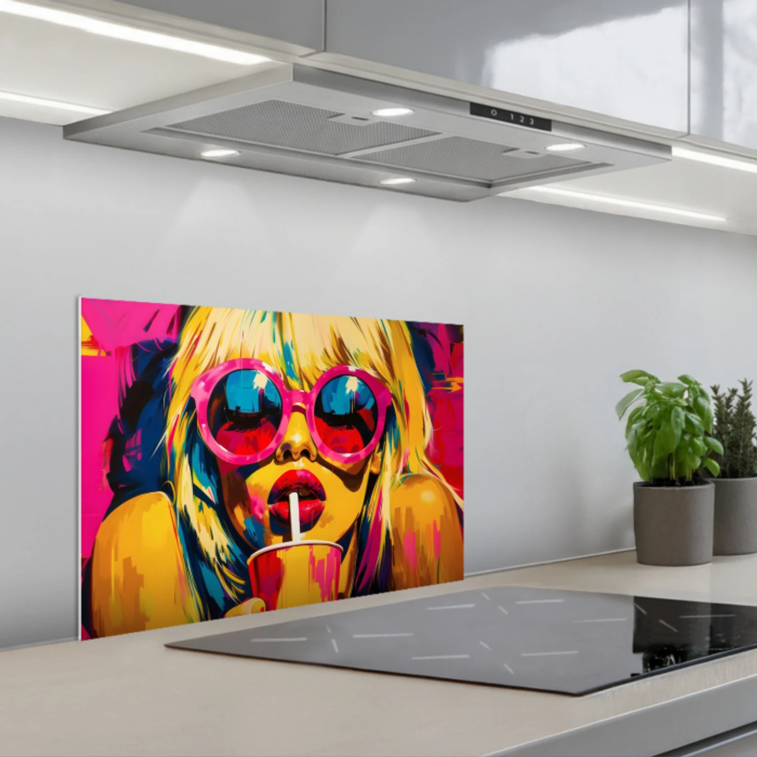 Zonnebril - Roze - Vrouw - Rietje keuken achterwand spatscherm klein -3d_schuin