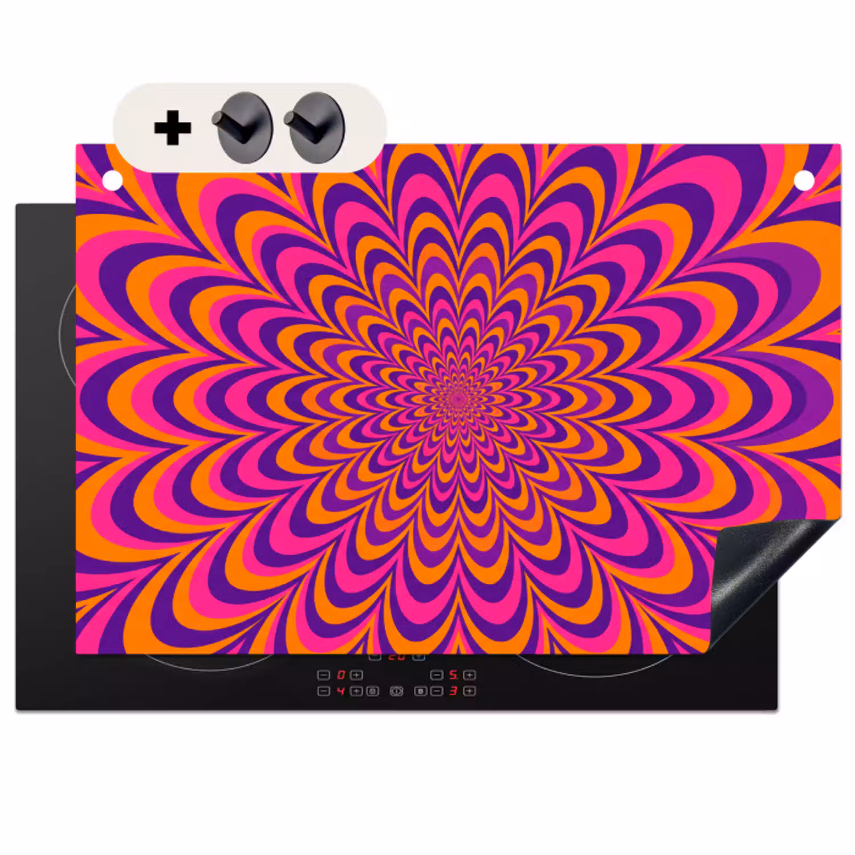 Patroon - Optisch - Kleurrijk Inductie beschemer met haakjes klein -3d
