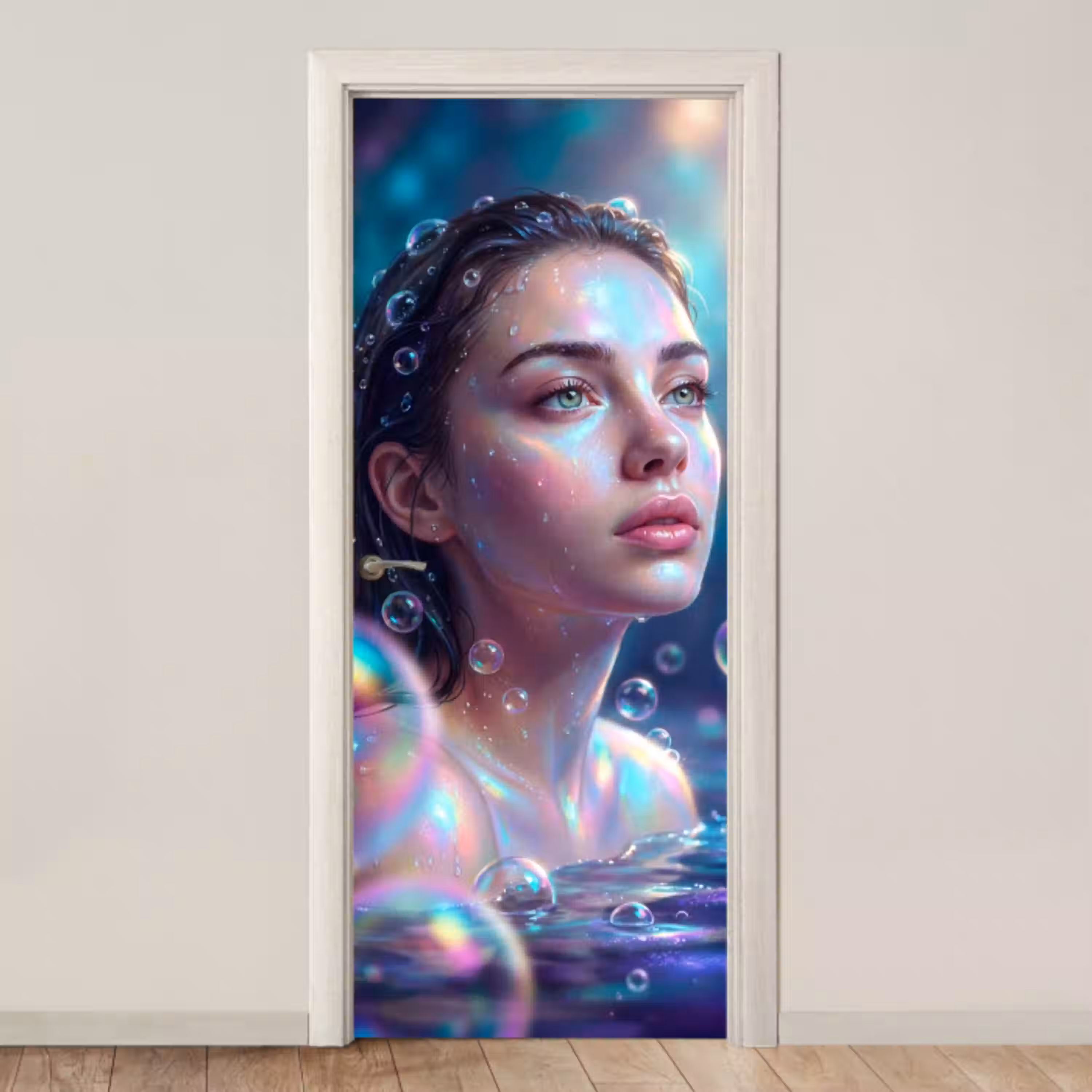 Vrouw - Water - Portret - Kleurrijk - Modern deurposter klein -3d_beige