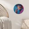 Zingende man - Glitterjas - Microfoon Wandcirkel behangsticker klein -sfeer4