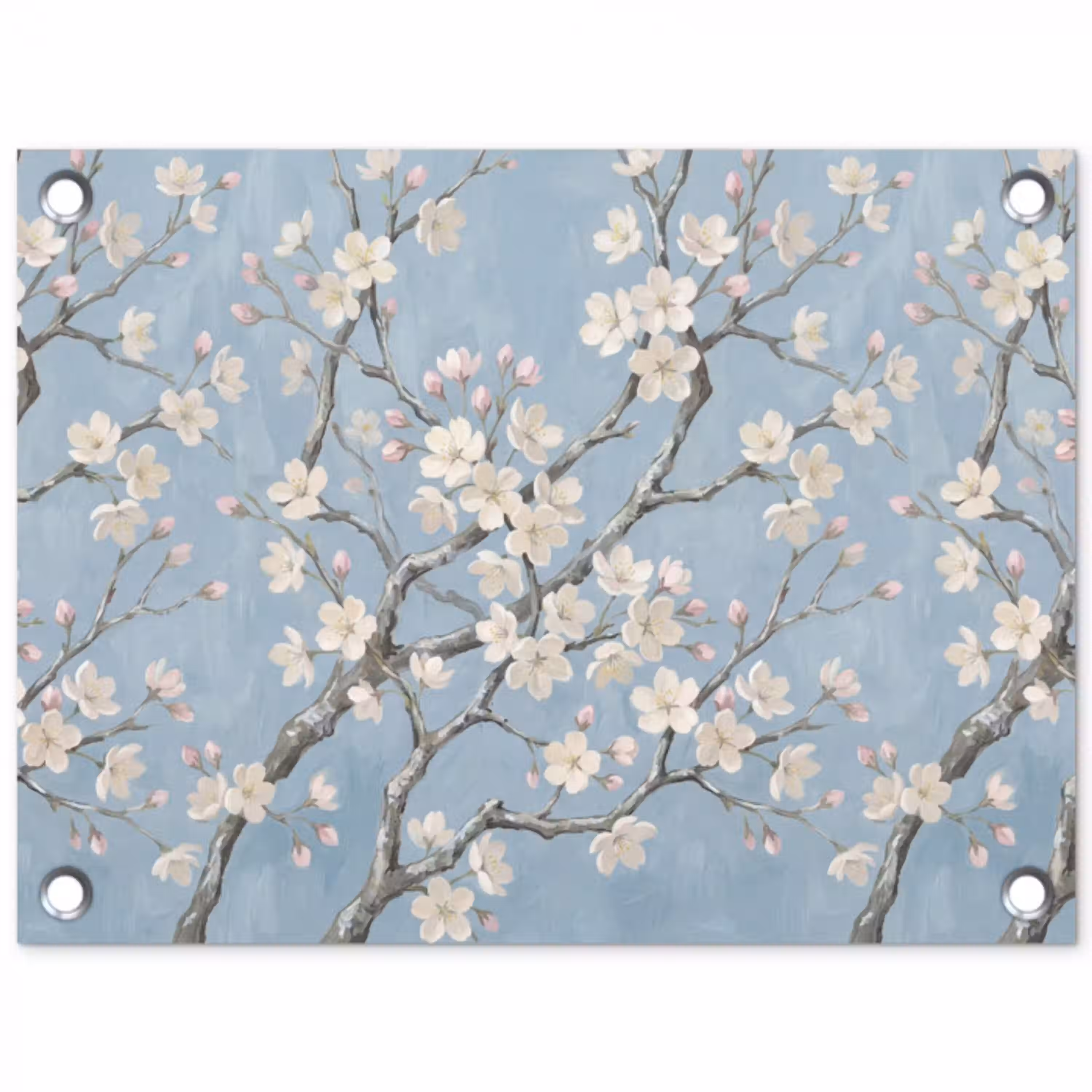 Takken - Kersenbloesem - Blauw tuinposter los doek klein -3d