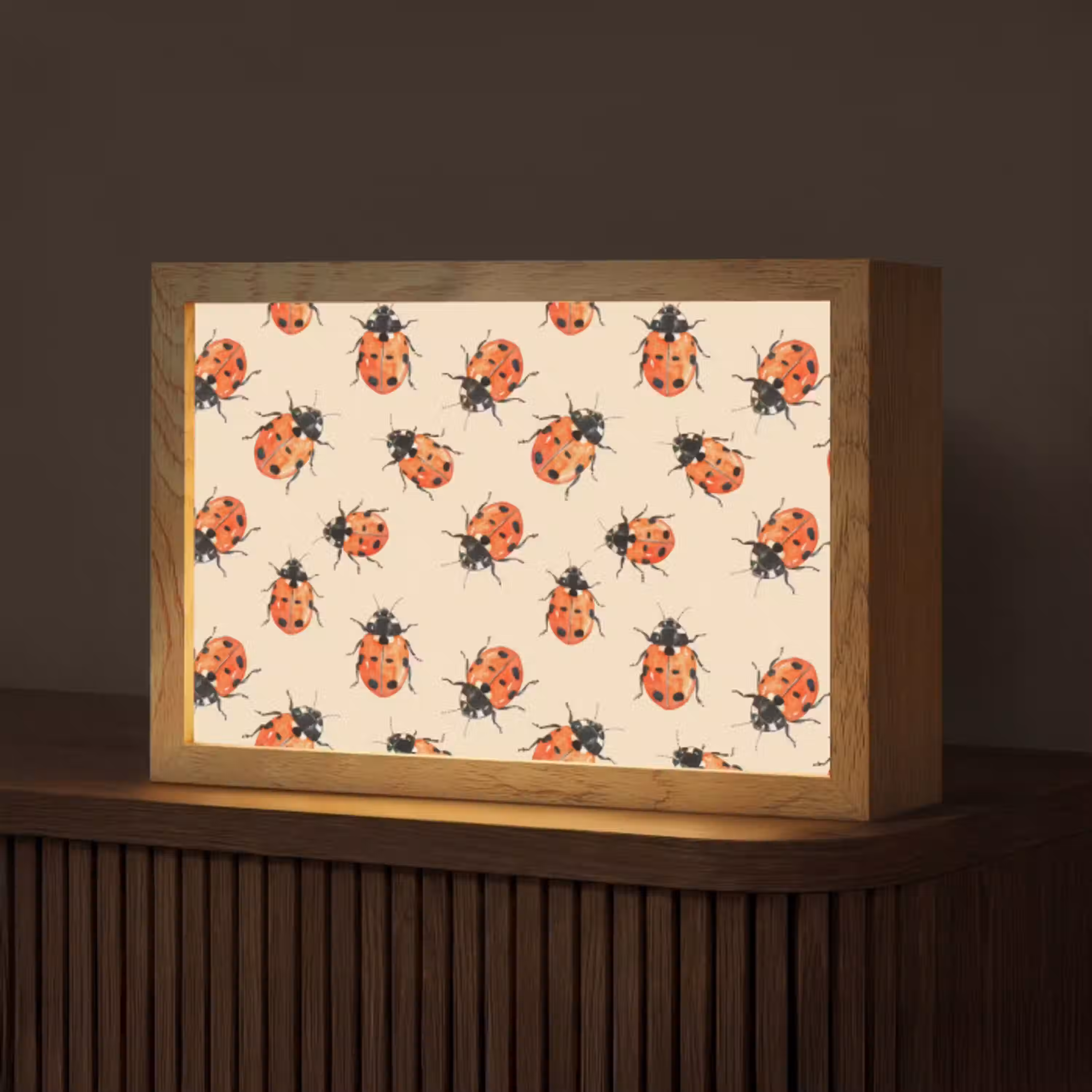 Lieveheersbeestjes - Patroon - Rood Light Box met kabel (Tafellamp) klein 924 -z3d_website