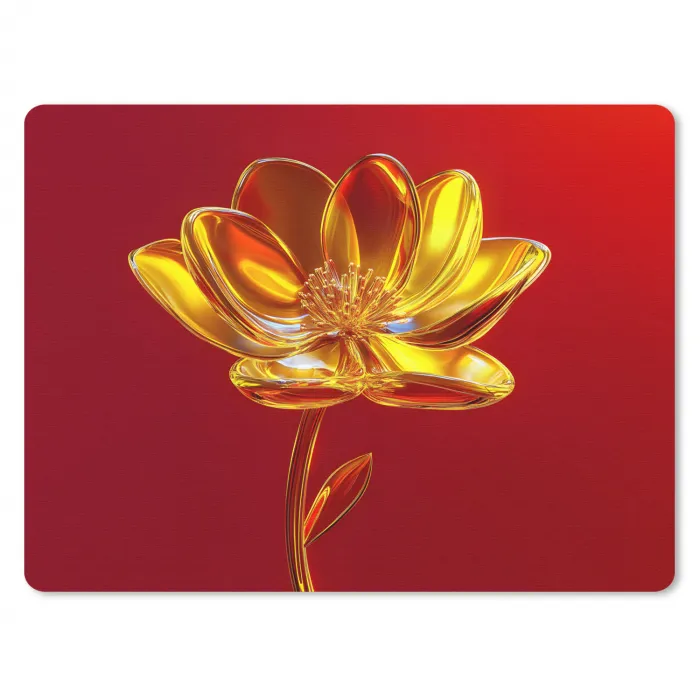 Bloem - Goud - Glazen muismat rubber klein -3d