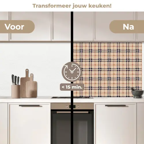 Plaid - Patroon - Beige - Zwart keuken achterwand 2 middel 871 -voor-na2_NL